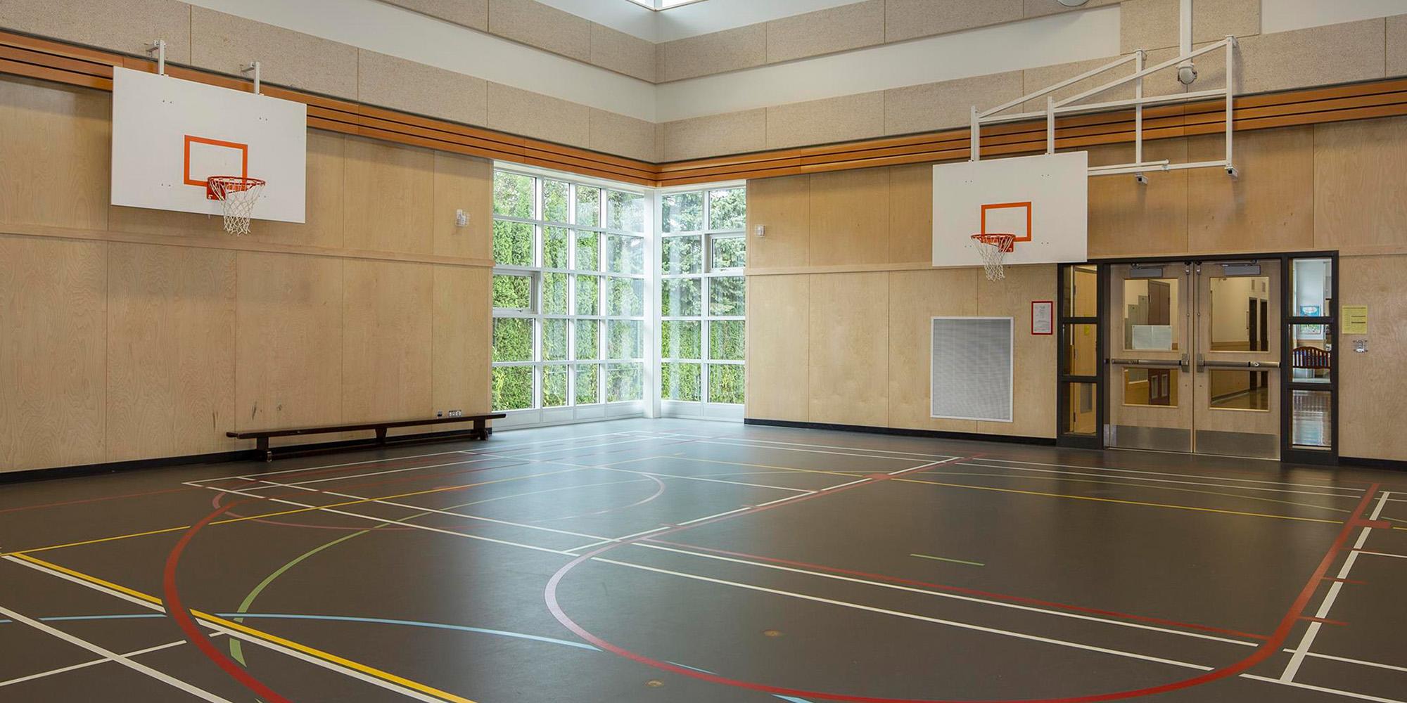 2 Basketball nets inside Queen Mary Elementary School